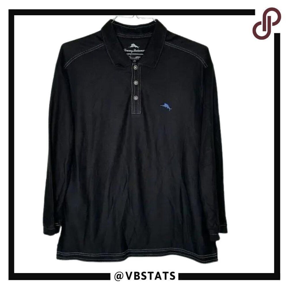 Tommy Bahama Charcoal Black 3/4 Sleeve Supima‎ Shirt in Size Large